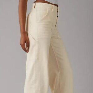 American eagle off white baggy cargo stretch pants 4